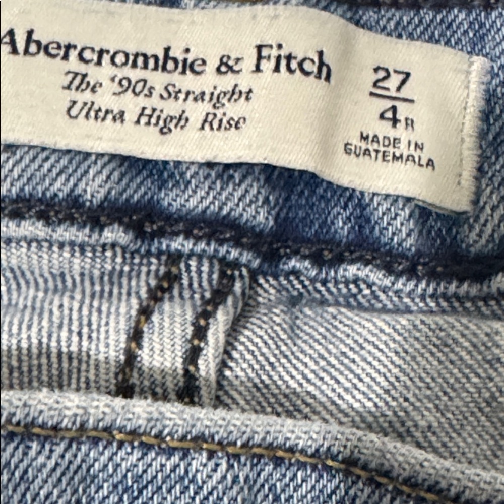 Abercrombie & Fitch 90’s Utra High Rise Straight Leg Jeans with Criss Cross - Picture 6 of 7